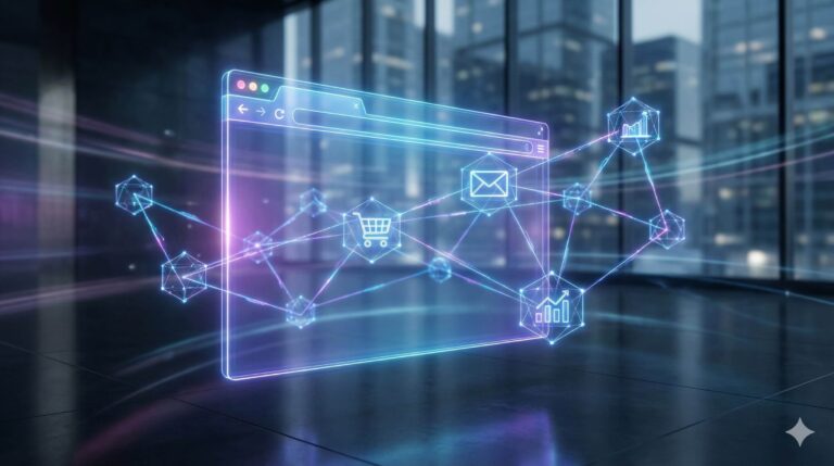 Wizualizacja interfejsu Comet Browser wykorzystującego Agentic AI do automatyzacji zadań w internecie.