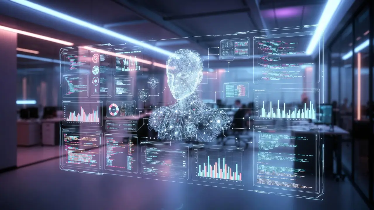 Autonomiczny agent Manus AI analizujący dane w chmurowym środowisku operacyjnym 2026.