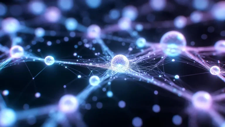 Sieć połączonych węzłów neuronowych symbolizująca ekosystem otwartych modeli językowych LLM w 2026 roku